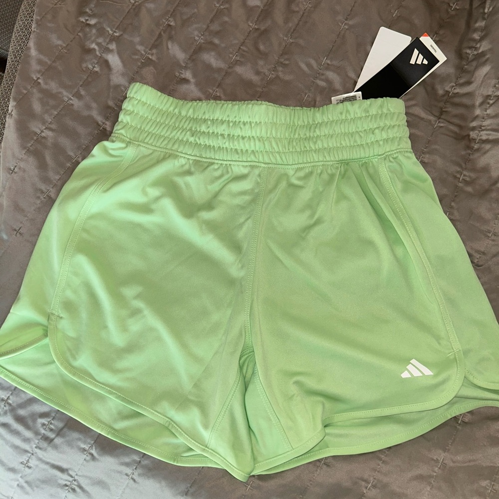 Adidas Green Athletic Shorts Lightweight Moisture-Wicking